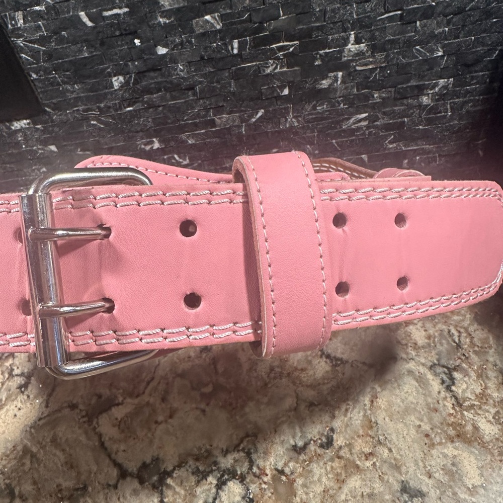 Pink Leather Weight Belt Emazerom Weight Lifting Belt For Ladies Size Large - Picture 3 of 11